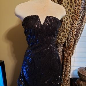 Charlotte Russe Black Strapless Sequin Dress